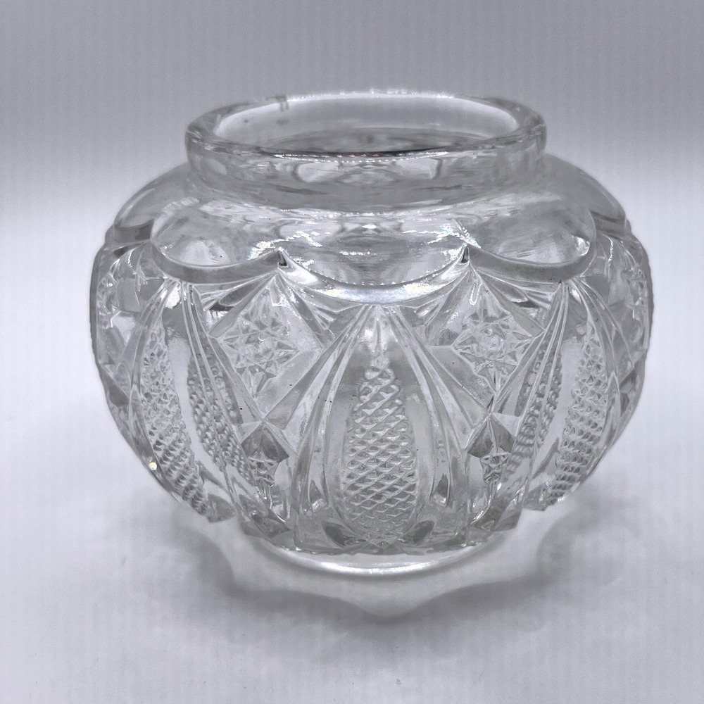 Unbranded Rose Bowl 4in Clear Excellent EAPG Pressed Glass Diamond Star Pattern